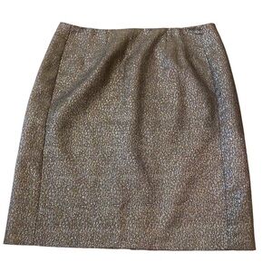 New York & Company Gold Silver Metallic Midi Pencil Skirt - Size 12